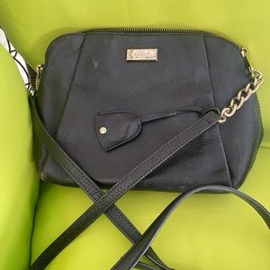 Kate spade black with gold chain medium size purse